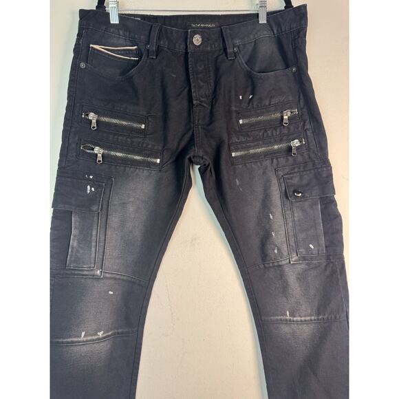 Cult Of Individuality Greaser Cargo Jeans Distressed Black Sz 36x34 Denim Men’s - Picture 4 of 16